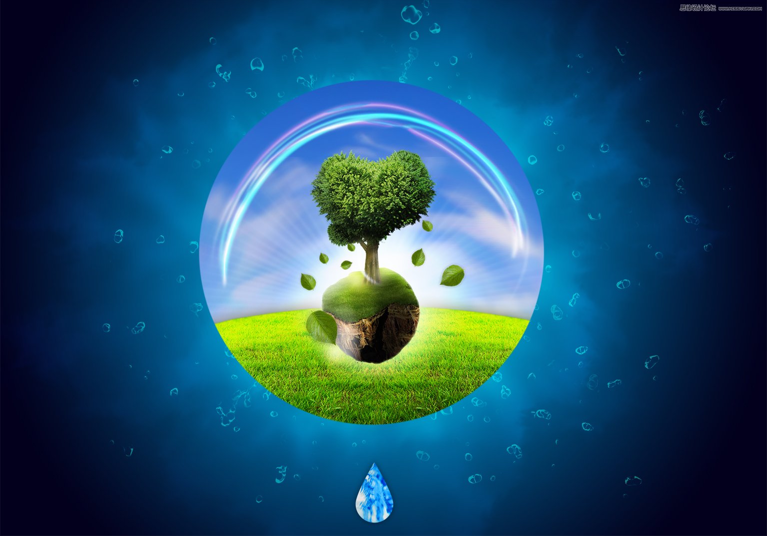 PS设计简约风格的节约用水公益海报