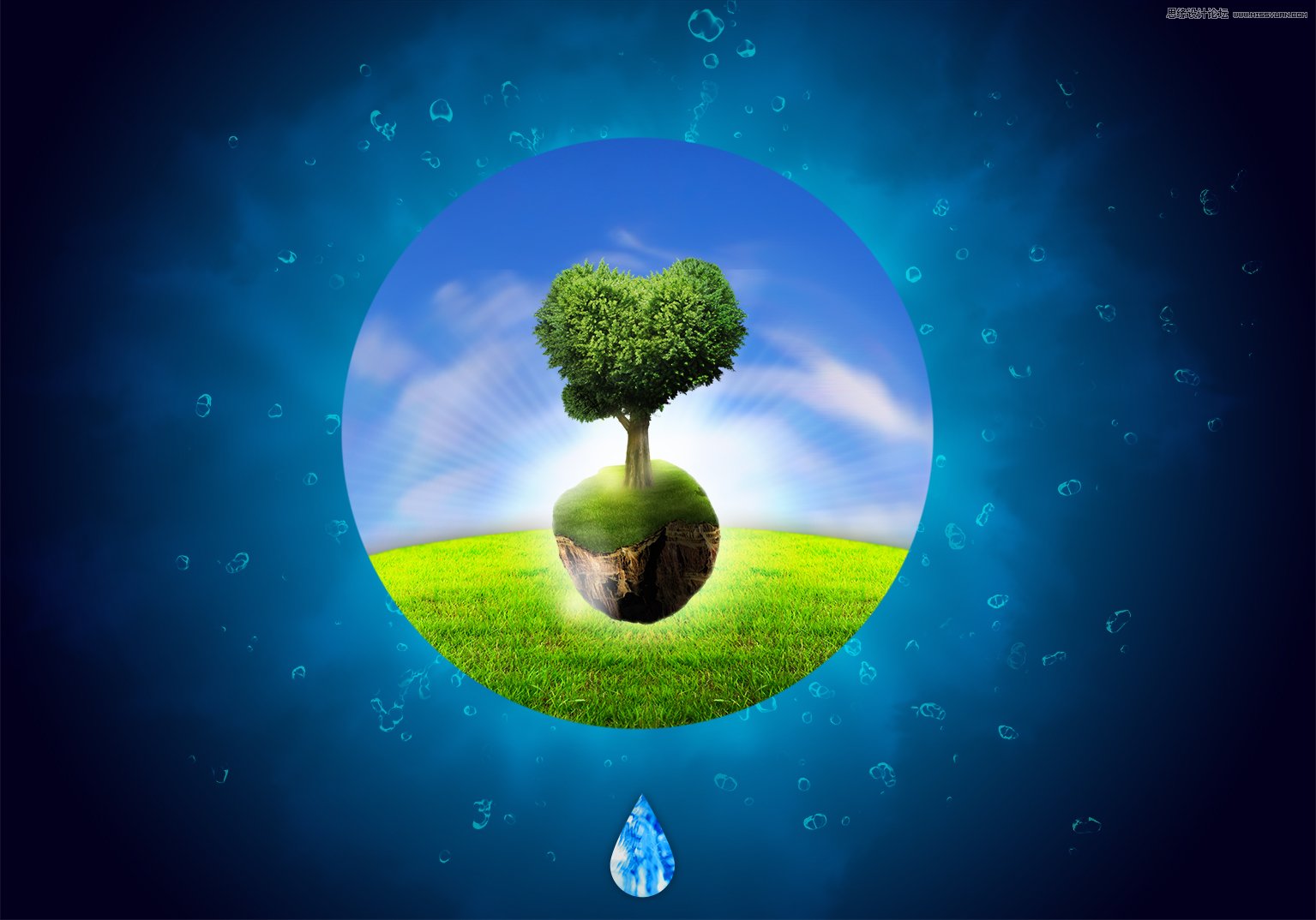 PS设计简约风格的节约用水公益海报