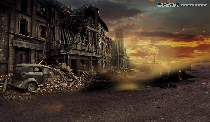 PS合成颓废风格的战争片场景