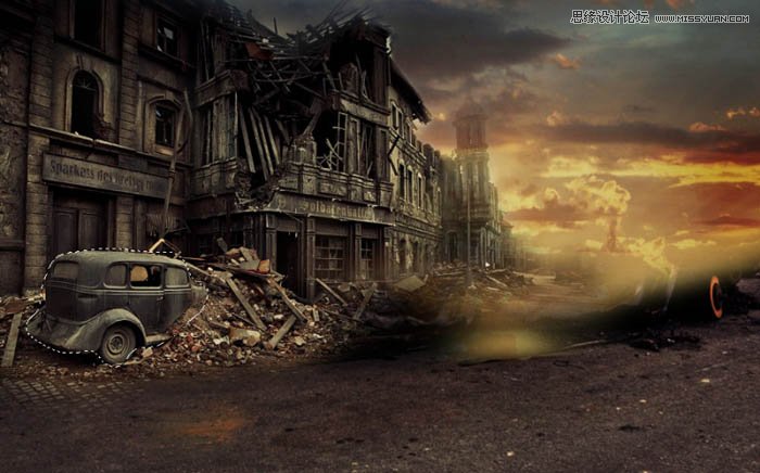 PS合成颓废风格的战争片场景