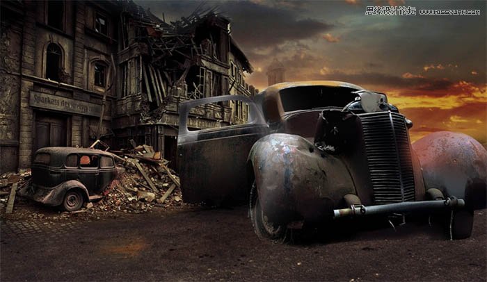 PS合成颓废风格的战争片场景