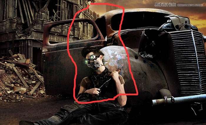 PS合成颓废风格的战争片场景