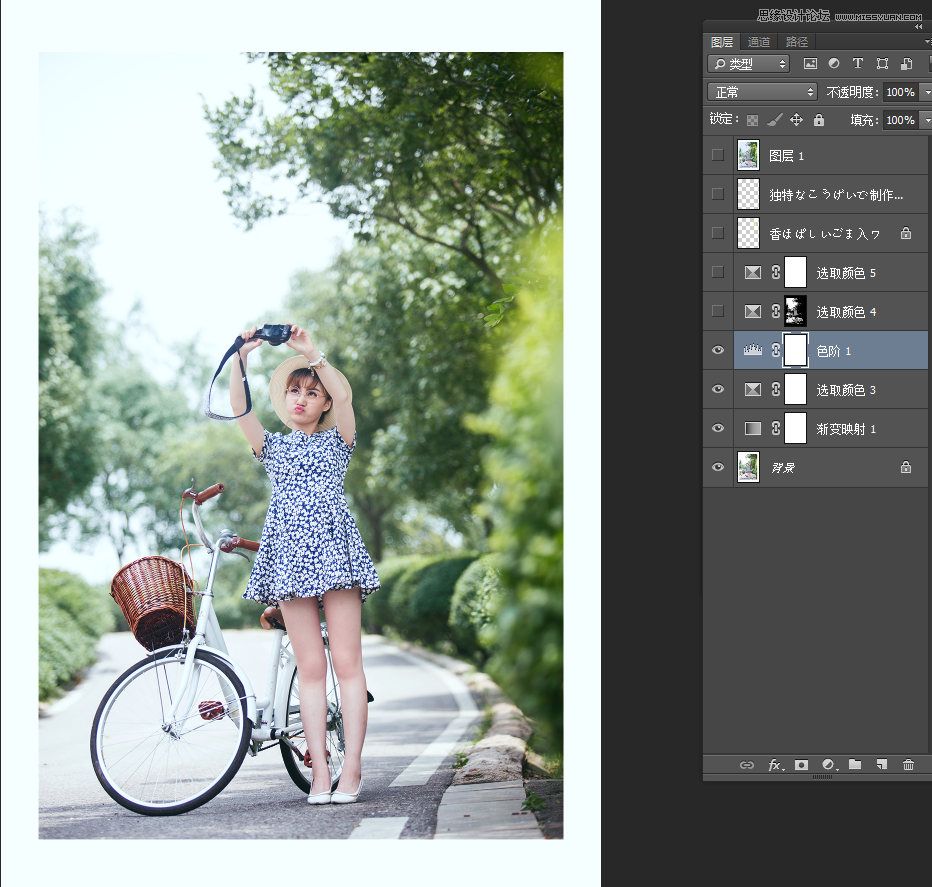 PS调出外景人像夏季小清新效果图