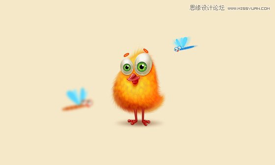 ps绘制毛茸茸的可爱小黄鸡