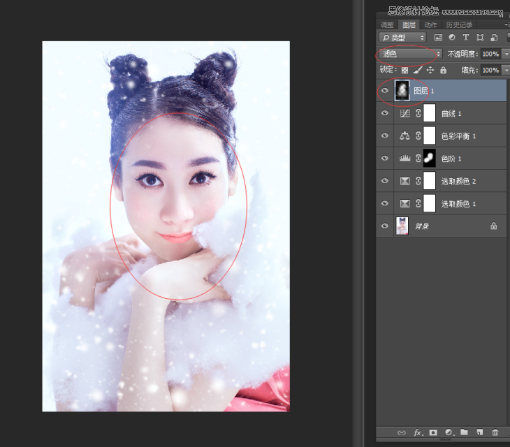 PS给美女私房照添加唯美雪景效果