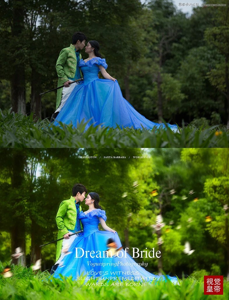 ps调出外景婚片春季清新效果