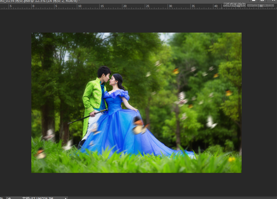 ps调出外景婚片春季清新效果