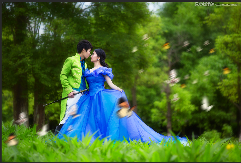 ps调出外景婚片春季清新效果