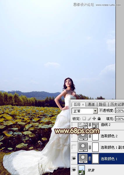 用PS给外景婚片添加夕阳艺术效果