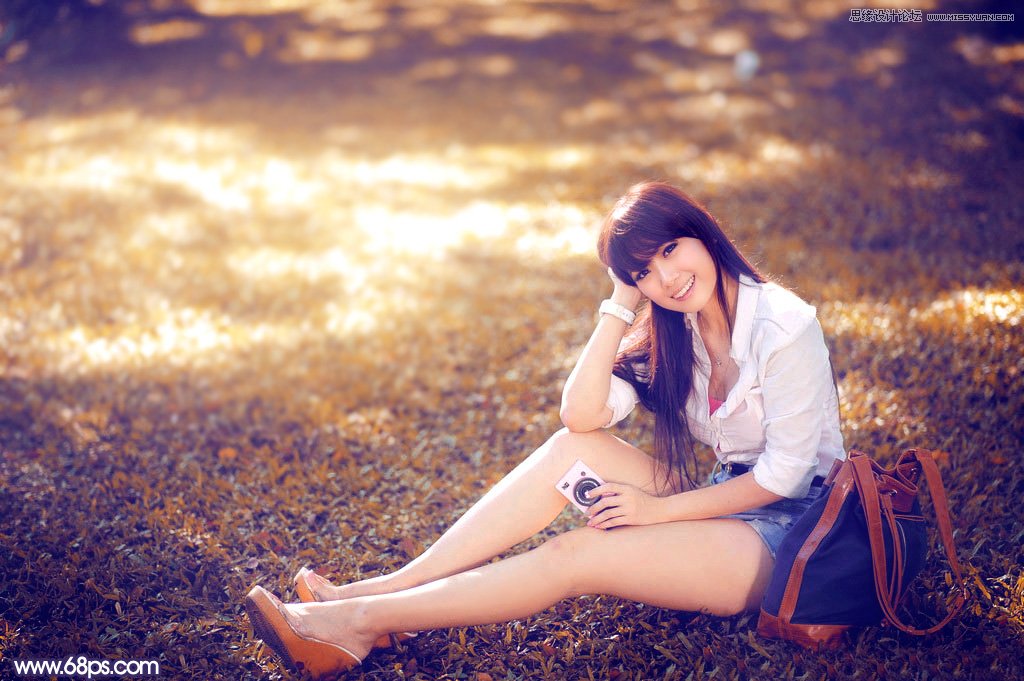 PS调出草地女孩秋季暖黄效果