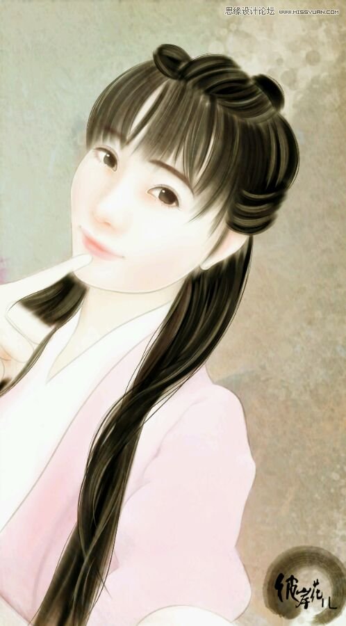 PS结合SAI把可爱女生转手绘处理