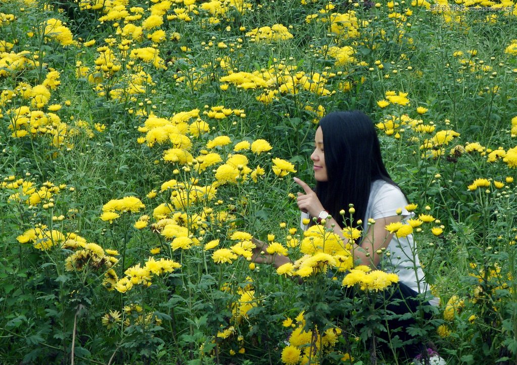 PS调出油菜花人像秋季黄色调