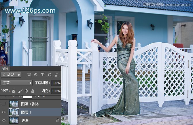 PS调出美女照片另类的艺术蓝色调