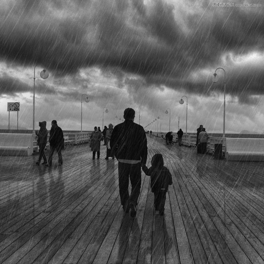 PS制作逼真生动的的下雨效果图