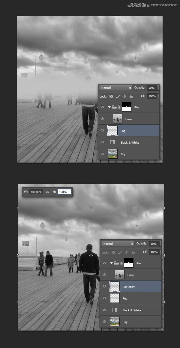 PS制作逼真生动的的下雨效果图