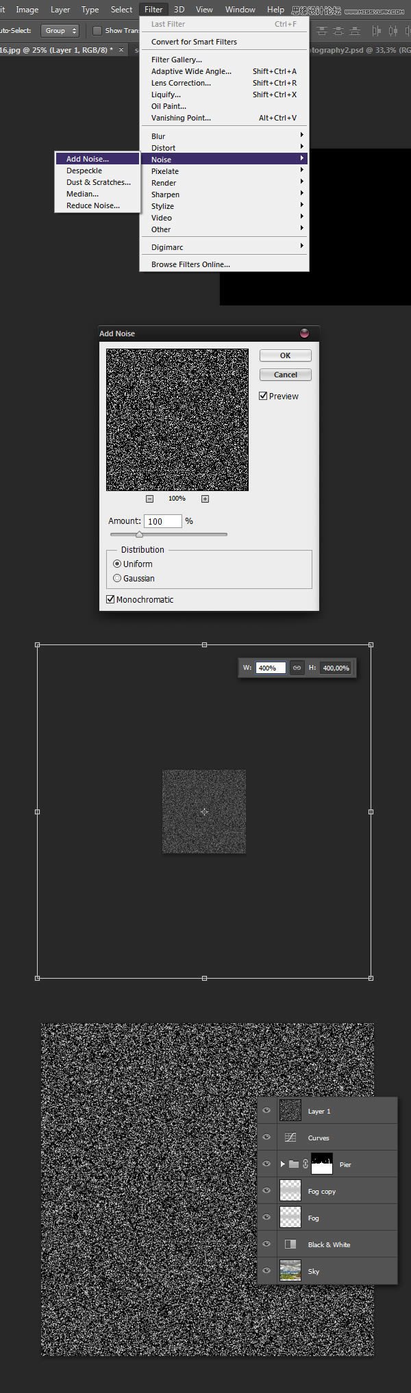 PS制作逼真生动的的下雨效果图
