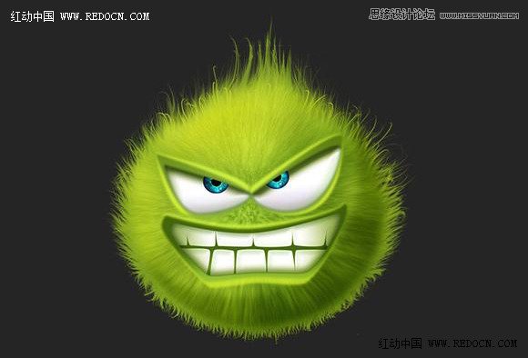 PS制作立体效果的绿毛怪头像