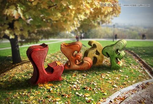 PS制作超酷的秋季风格立体字