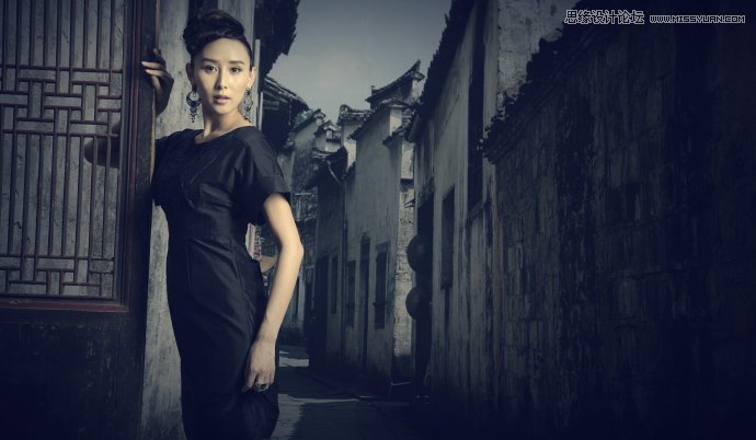 PS调出美女照片复古柔和的中性灰效果