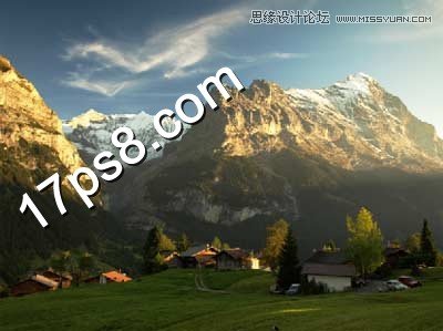 PS合成山顶上巍峨城堡教程