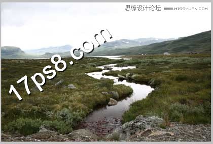 PS合成瀑布山谷下的游荡巫师