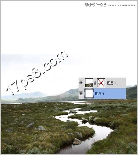 PS合成瀑布山谷下的游荡巫师