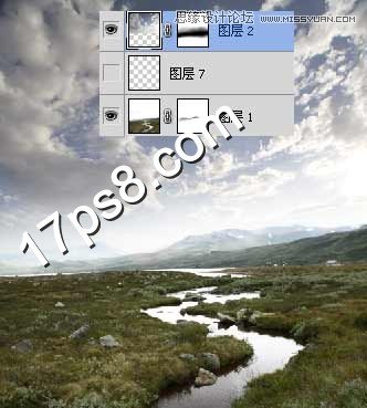 PS合成瀑布山谷下的游荡巫师