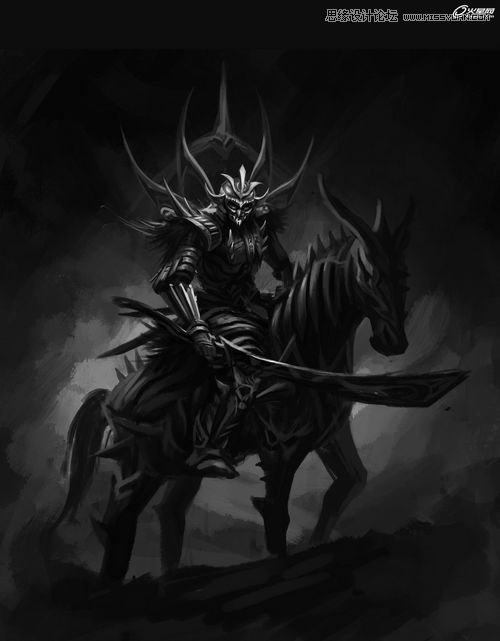 PS绘制暗优秀中黑风格死灵武士