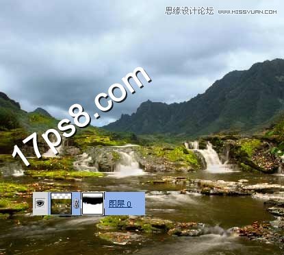 PS合成野外小溪加瀑布教程