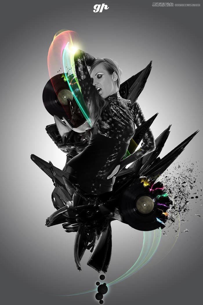 PS合成时尚元素的动感舞女