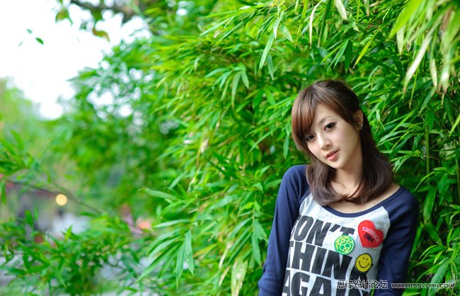 PS调出外景美女甜美的黄色调