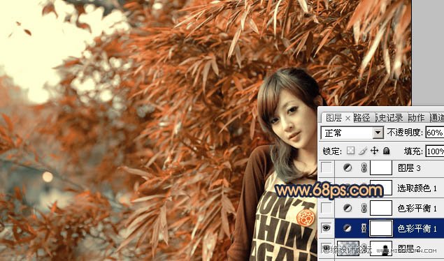 PS调出外景美女甜美的黄色调