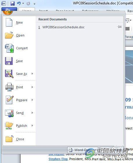 调用菜单 Office 2010中调用传统风格菜单