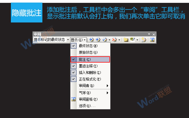 批注怎么隐藏 Word2003如何添加、隐藏及删除批注