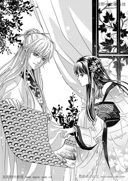 PS鼠绘精细的黑白古典人物插画