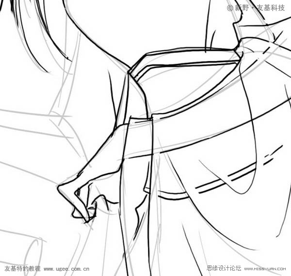 PS鼠绘精细的黑白古典人物插画