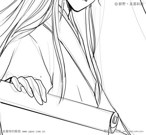 PS鼠绘精细的黑白古典人物插画