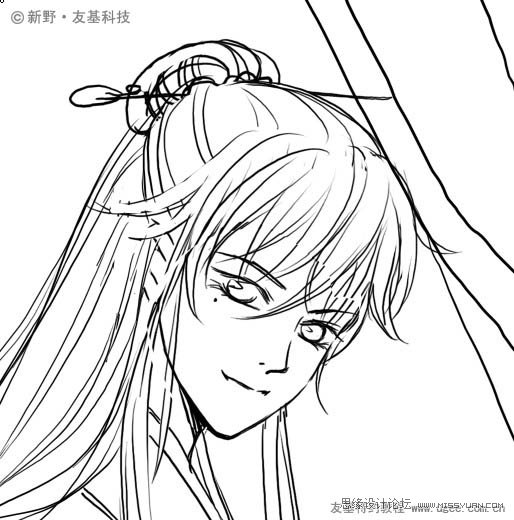 PS鼠绘精细的黑白古典人物插画