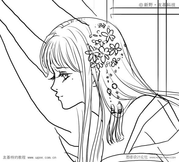 PS鼠绘精细的黑白古典人物插画