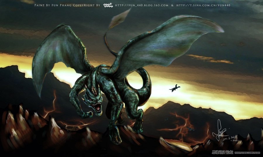 PS绘制逼真游戏中的怪物飞龙