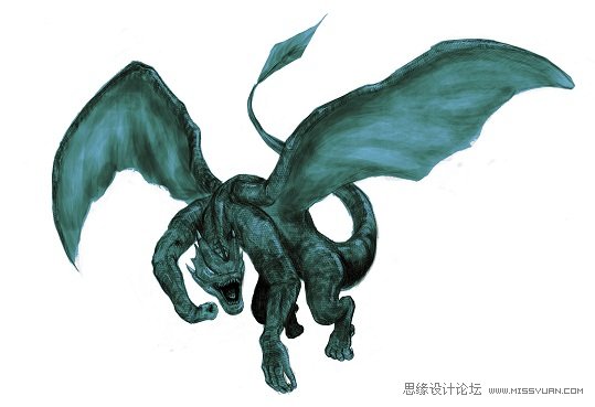 PS绘制逼真游戏中的怪物飞龙