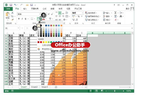 excel工作表打印区域 在Excel工作表的数据区域显示背景图片的方法