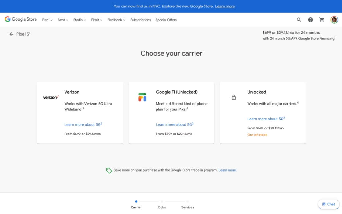 谷歌 Pixel 5 / 4a 5G 手机在美断货,仅剩合约版
