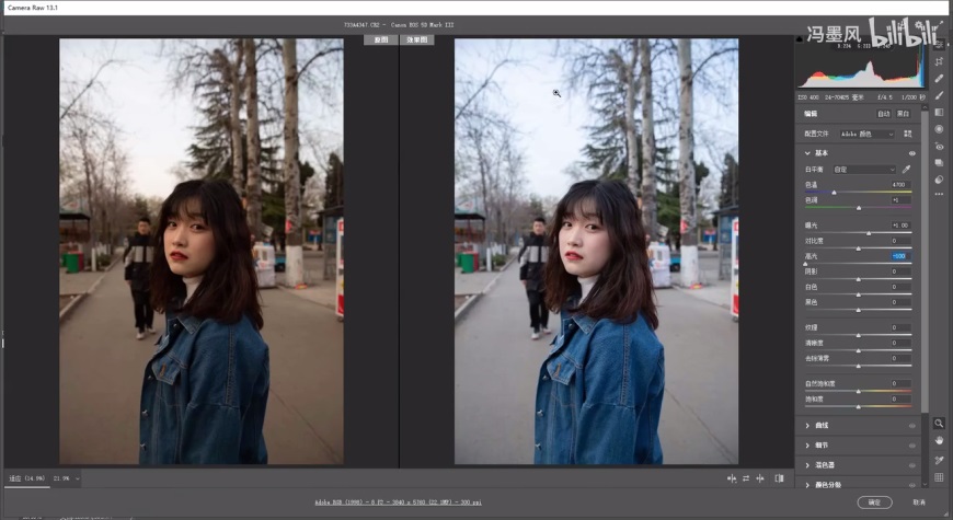 清新ins风的camera raw人像修图调色教程
