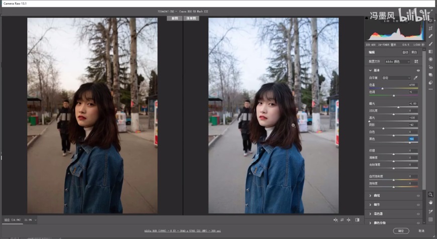 清新ins风的camera raw人像修图调色教程