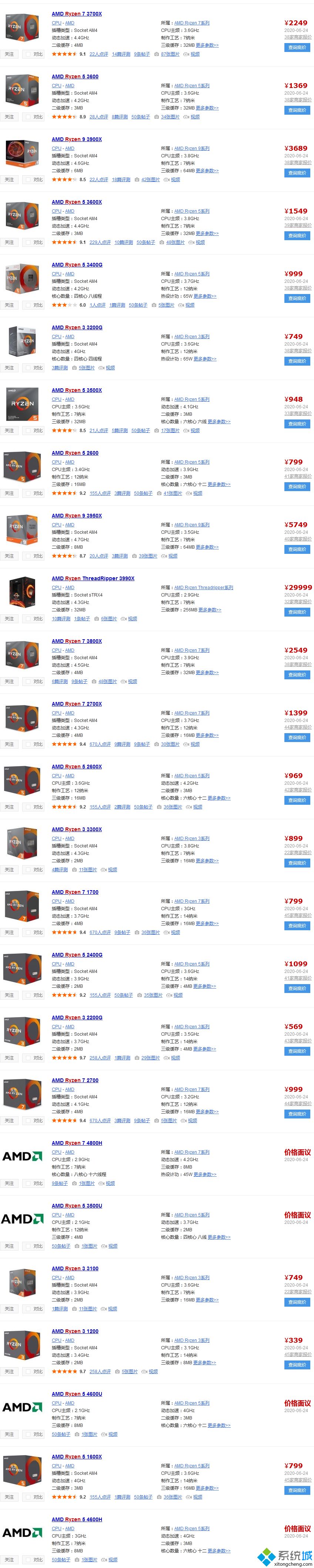 锐龙处理器天梯图_2020年最新锐龙处理器性能排行天梯图