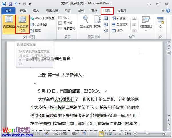 word阅读版式视图 阅读版式视图在Word2010中使用讲解