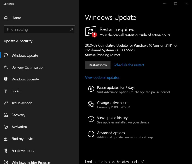 微软推送 Win10 9 月累积更新 KB5005565，修复蓝牙与中文输入问题