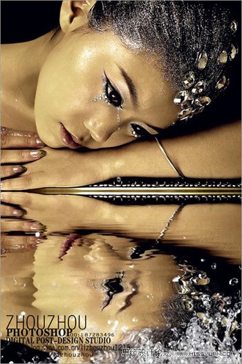 PS调色教程:轻松地为美女照片调出金属黄色调教程