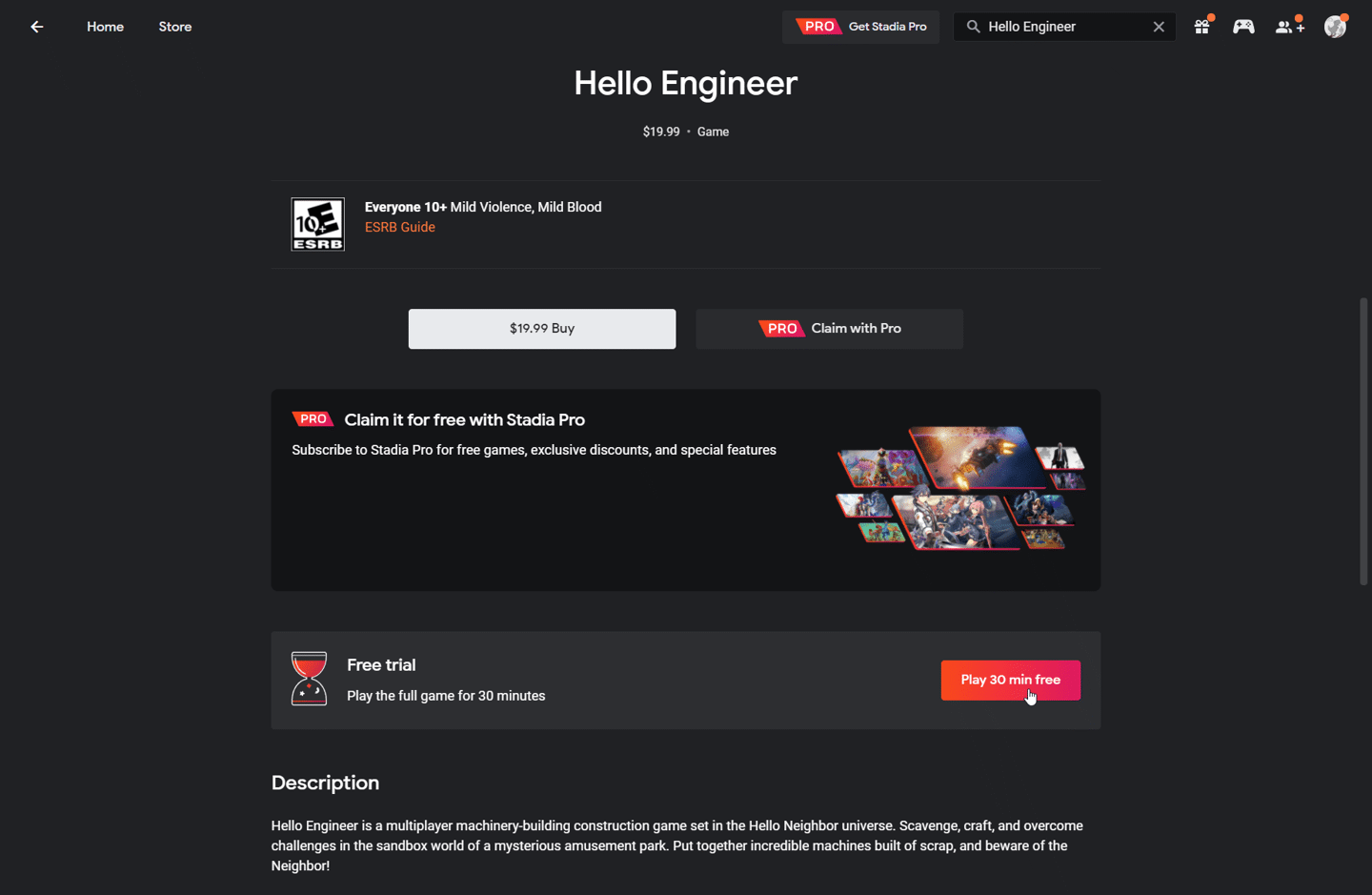 谷歌 Stadia 云游戏现已支持 30 分钟免费试玩